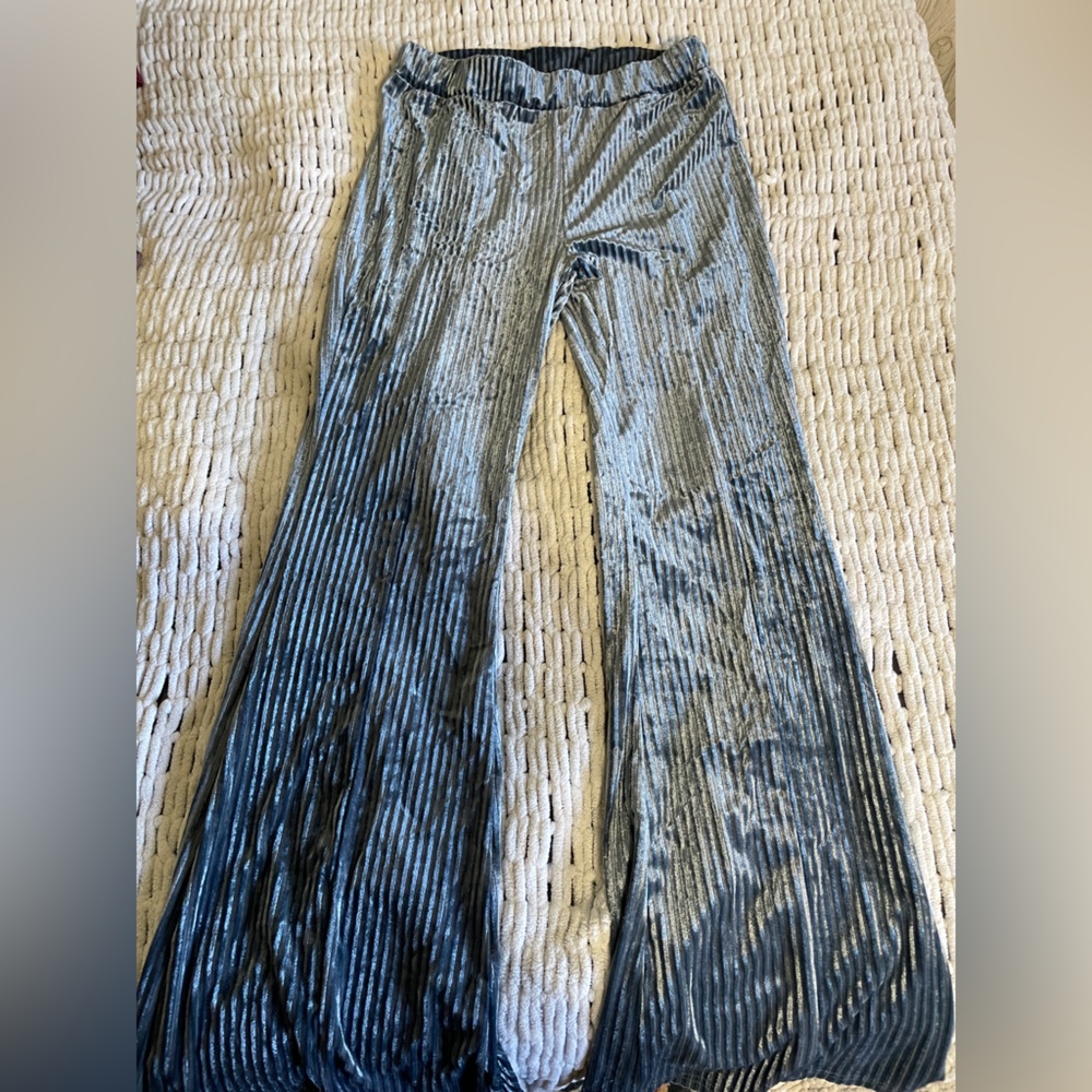 Blue Velvet Flared Pants